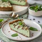 No-Bake Matcha Mint Grasshopper Pies served with garnish
