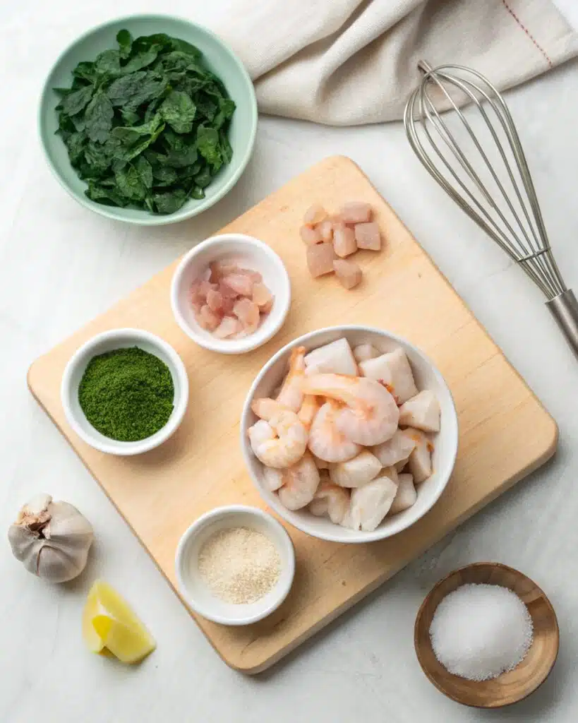 Ingredients for homemade fish food recipe